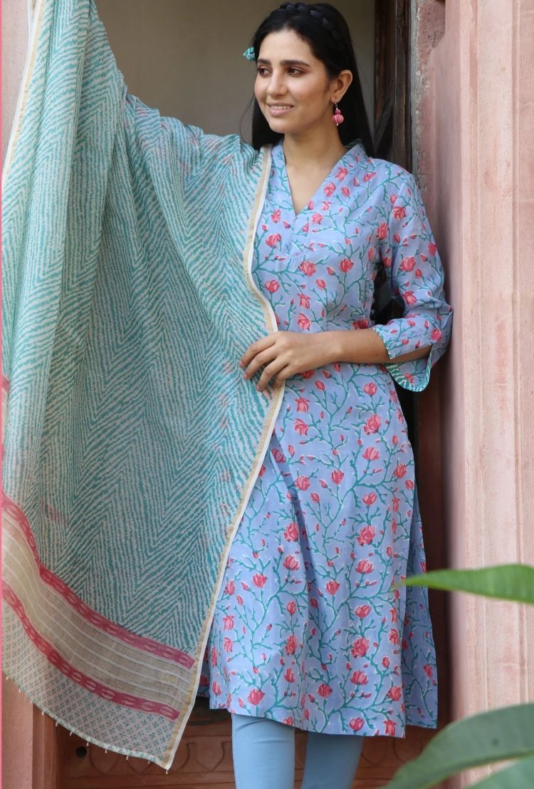 Elevate Your Style with Elegant Hand Block Printed Stoles For Women